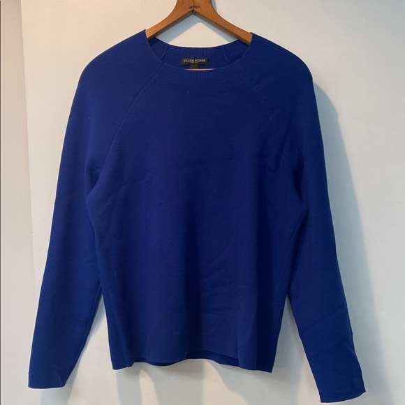 Eileen Fisher Royal Blue Crew Neck Sweater - Picture 1 of 1